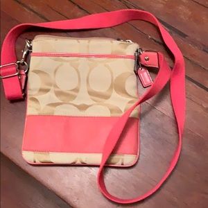 Coach canvas coral crossbody